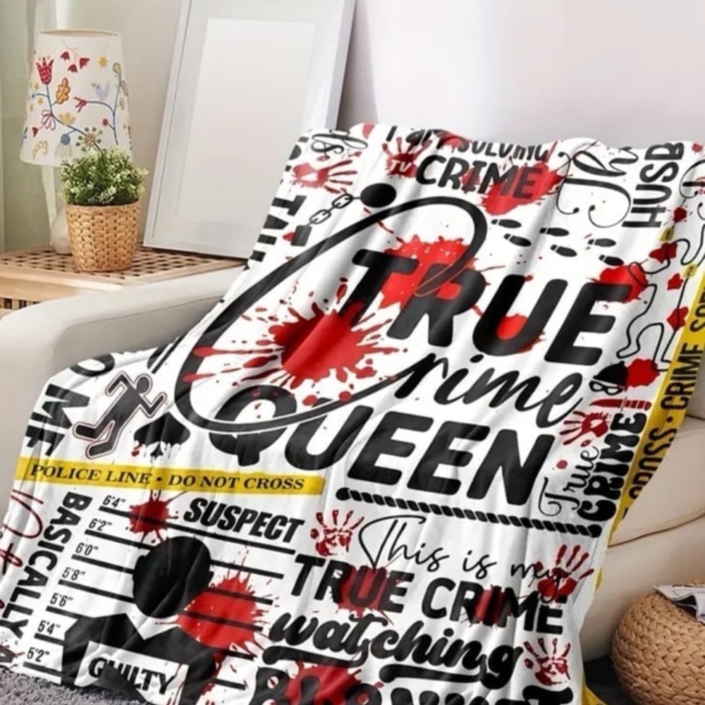 TRUE CRIME Throw Blanket Cozy, Soft, & Perfect for Mystery Lovers! Sz 51.18 x 57 - Picture 2 of 2